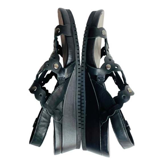 Earth Women's Black Leather Ficus Leo Slingback Wedge Comfort Shoe Size 6.5 M - Picture 4 of 9